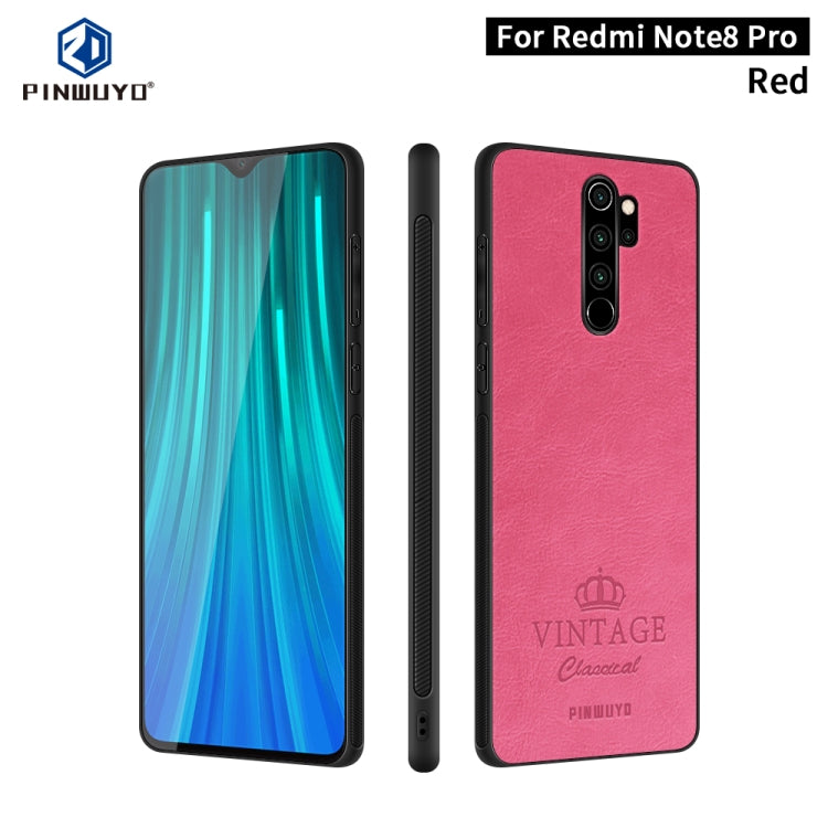 For Xiaomi RedMi Note 8 Pro PINWUYO Pin Rui Series Classical Leather, PC + TPU + PU Leather Waterproof And Anti-fall All-inclusive Protective Shell(Red) - Xiaomi Cases by PINWUYO | Online Shopping UK | buy2fix