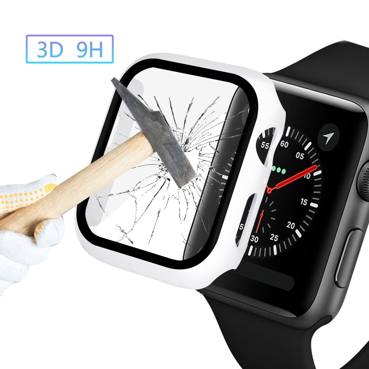 ENKAY Hat-prince Full Coverage PC Case + Tempered Glass Protector for Apple Watch Series 5 / 4 44mm(White) - Watch Cases by ENKAY | Online Shopping UK | buy2fix