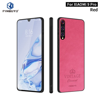 For Xiaomi Mi 9 Pro PINWUYO Pin Rui Series Classical Leather, PC + TPU + PU Leather Waterproof And Anti-fall All-inclusive Protective Shell(Red) - Xiaomi Cases by PINWUYO | Online Shopping UK | buy2fix