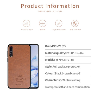 For Xiaomi Mi 9 Pro PINWUYO Pin Rui Series Classical Leather, PC + TPU + PU Leather Waterproof And Anti-fall All-inclusive Protective Shell(Red) - Xiaomi Cases by PINWUYO | Online Shopping UK | buy2fix