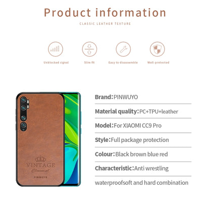 For Xiaomi Mi CC9 Pro / Note10 PINWUYO Pin Rui Series Classical PU Leather + PC + TPU Anti-fall All-inclusive Case (Black) - Xiaomi Cases by PINWUYO | Online Shopping UK | buy2fix