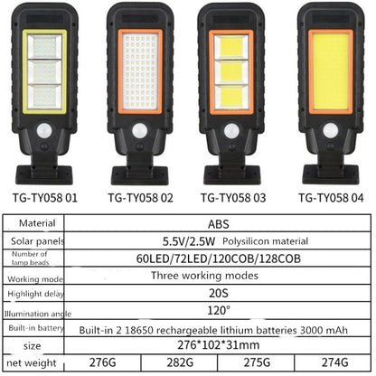 72 LED Solar Lamp Body Induction Wall Lamp LED Outdoor Waterproof Lighting Street Lamp(Green Edge) - Solar Lights by buy2fix | Online Shopping UK | buy2fix