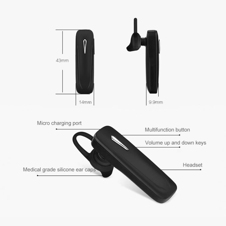 Stereo Bluetooth Headset V4.1 Wireless Headphone Hands Free Earphone for Xiaomi Samsung(Black) - Bluetooth Earphone by buy2fix | Online Shopping UK | buy2fix