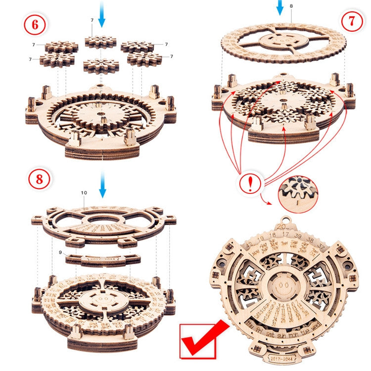 Children Wooden Mechanical Gear Perpetual Calendar 3D Puzzle Model DIY Assembled Toys - DIY Developmental Toys by buy2fix | Online Shopping UK | buy2fix