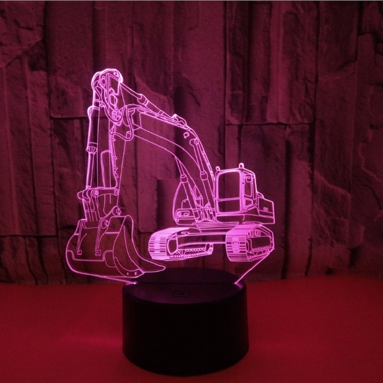 3W Excavator 3D Light Colorful Touch Control Light Creative Small Table Lamp with Black Base, Style:Touch Switch + Remote Control - Novelty Lighting by buy2fix | Online Shopping UK | buy2fix