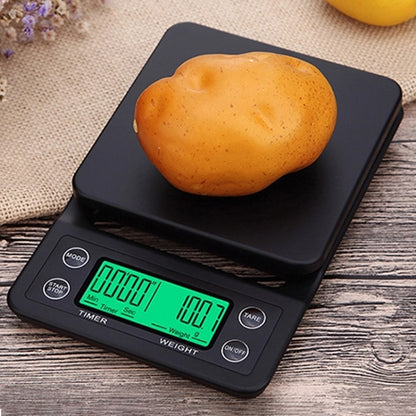 Hand Punch Coffee Scales Timing Electronic Timer Scale Kitchen Scales, Model:3kg/0.1g(Black) - Kitchen Scales by buy2fix | Online Shopping UK | buy2fix