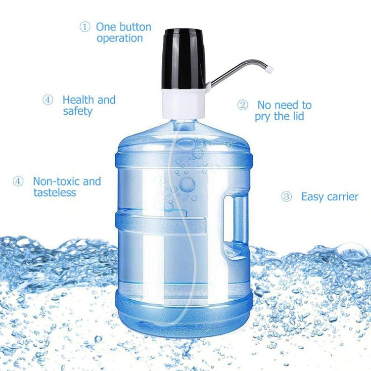 304 Stainless Steel Hard Pipe USB Rechargeable Electric Water Pump Dispenser Silicone Drinking Water Bottles - Drinking Tools by buy2fix | Online Shopping UK | buy2fix