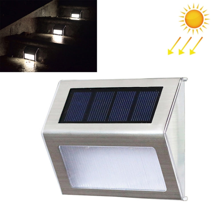 2PCS Solar Stainless Steel 3 LED Stair Wall Lamp Outdoor Garden Fence Light( White Light) - Street Lights by buy2fix | Online Shopping UK | buy2fix