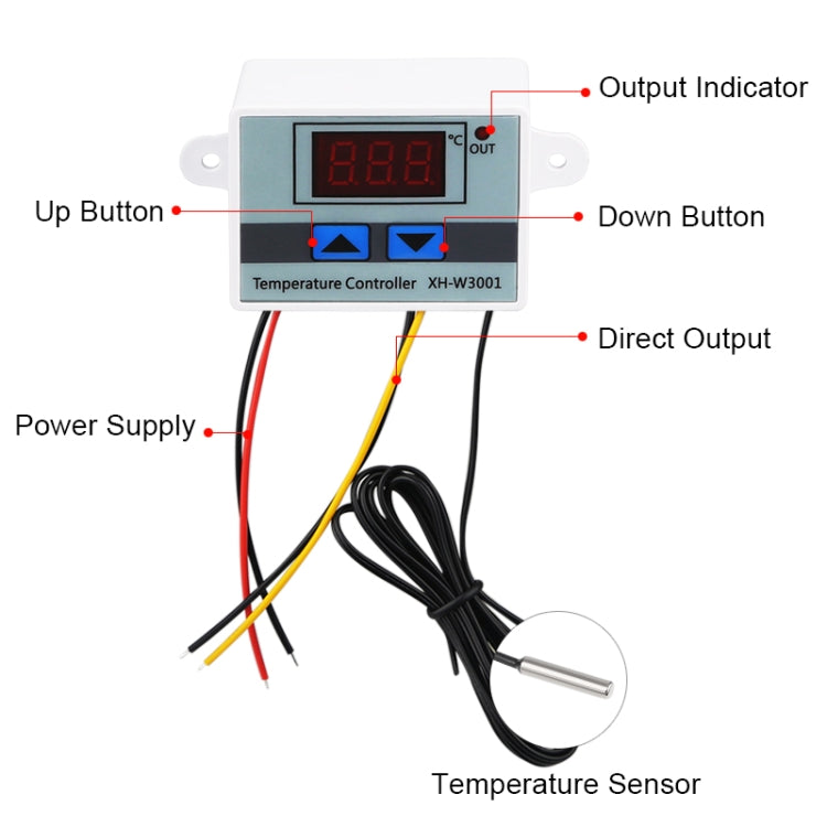 XH-W3001 Digital LED Temperature Controller Arduino Cooling Heating Switch Thermostat NTC Sensor 24V - Indoor Thermometer by buy2fix | Online Shopping UK | buy2fix