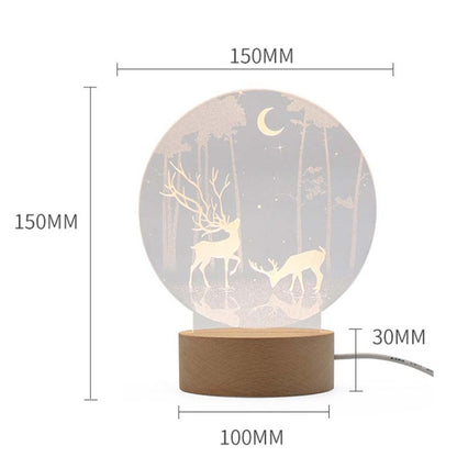 3D Atmosphere Decorative Light Acrylic Inner Carved LED Night Light Creative Girl Table Lamp(Double Deer) - Novelty Lighting by buy2fix | Online Shopping UK | buy2fix