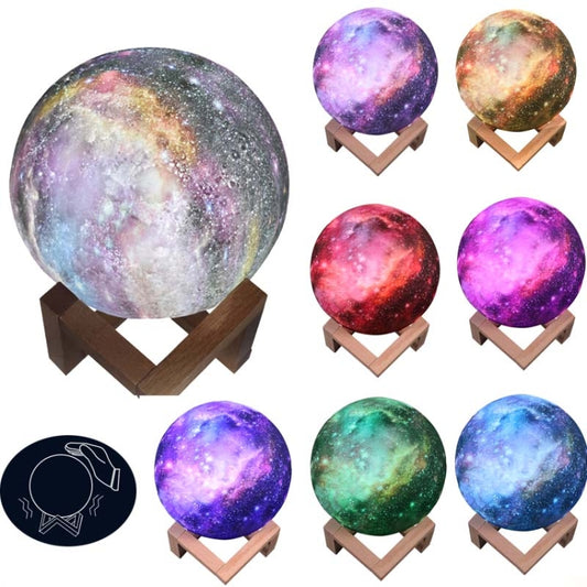 1W 3D Moon Lamp Children Gift Table Lamp Painted Starry Sky LED Night Light, Light color: 8cm Pat Control 7-colors - Night Lights by buy2fix | Online Shopping UK | buy2fix