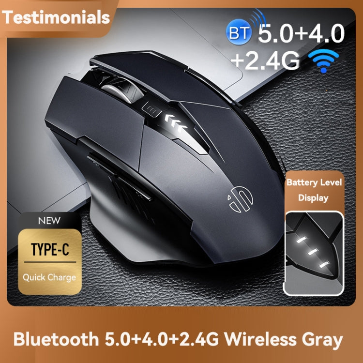 Inphic A1 6 Keys 1000/1200/1600 DPI Home Gaming Wireless Mechanical Mouse, Colour: Gray Wireless+Bluetooth 4.0+Bluetooth 5.0 - Wireless Mice by Inphic | Online Shopping UK | buy2fix