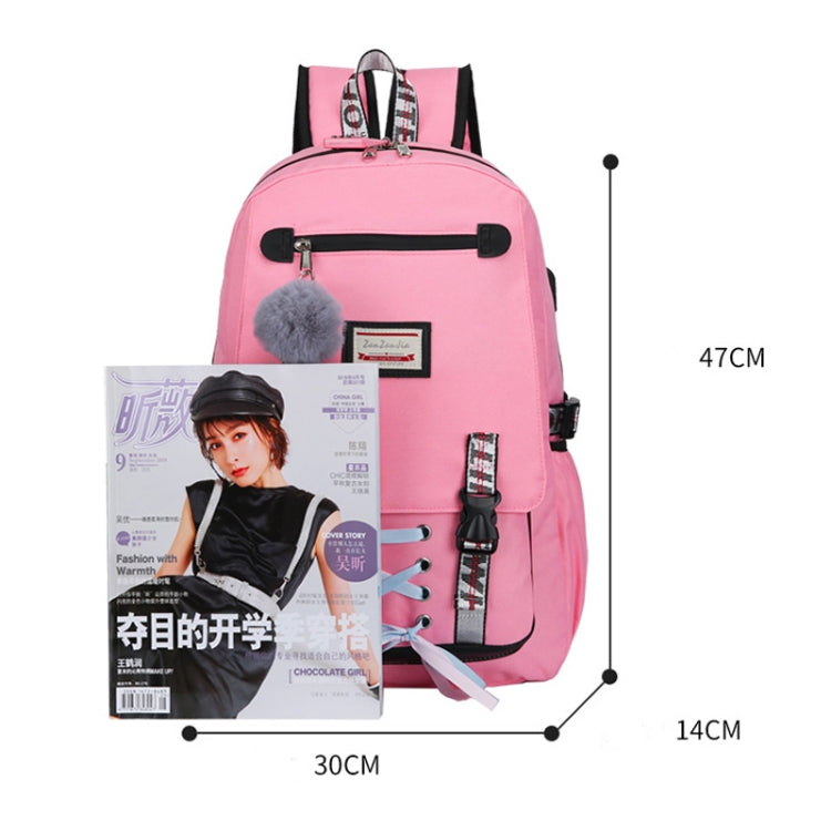 Sports and Leisure USB Charging Anti-Theft Backpack(Pink) - Double-shoulder Bags by buy2fix | Online Shopping UK | buy2fix