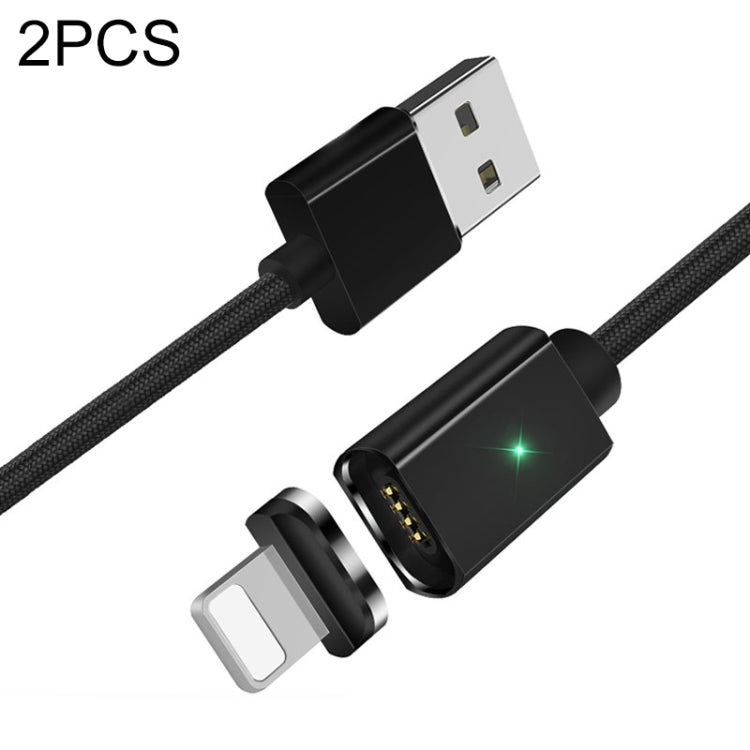 2 PCS ESSAGER Smartphone Fast Charging and Data Transmission Magnetic Cable with 8 Pin Magnetic Head, Cable Length: 1m(Black) - Charging Cable & Head by buy2fix | Online Shopping UK | buy2fix