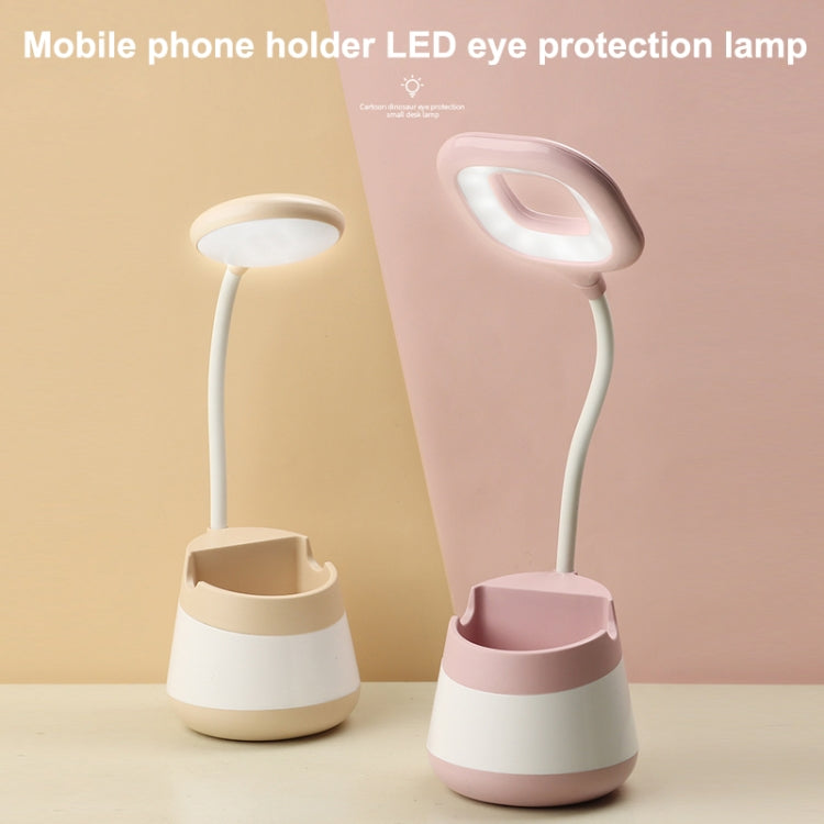 USB Charging LED Desk Light Eye Protection Lamp with Pen Holder and Phone Holder(CS276-3 Pink) - Desk Lamps by buy2fix | Online Shopping UK | buy2fix