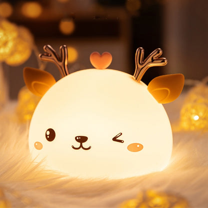 Cute Deer Silicone Pat Light Bedroom Colorful Night Light - Night Lights by buy2fix | Online Shopping UK | buy2fix