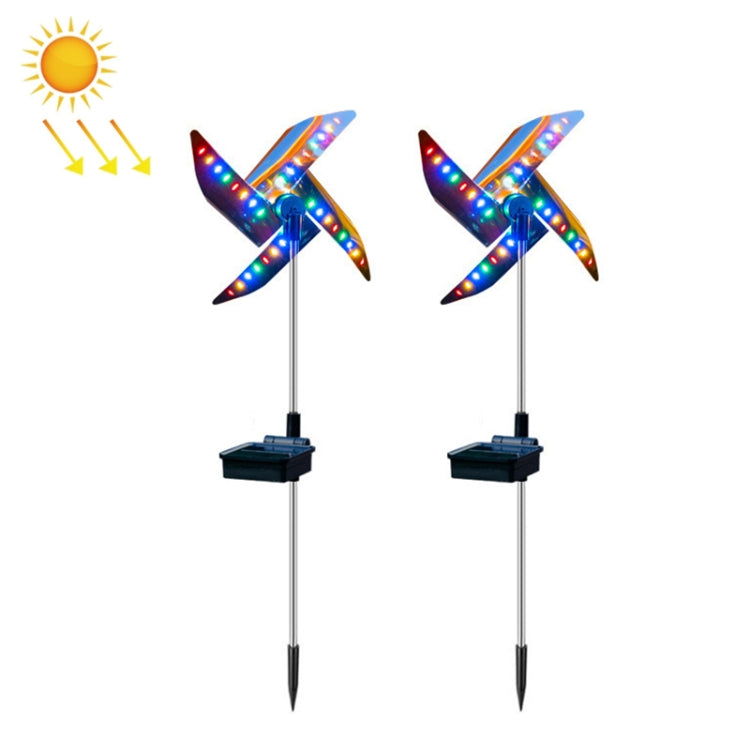 2 PCS / Set Solar Windmill Lamp Outdoor Garden Decorative Light LED Lawn Lamp (Colorful Light) - Solar Lights by buy2fix | Online Shopping UK | buy2fix