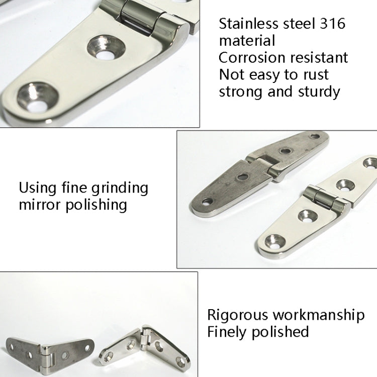 Four-Hole Stainless Steel Hinge 316 Flat Open Bearing Hinge, Specification: 103 x 27mm - Marine Accessories & Parts by buy2fix | Online Shopping UK | buy2fix