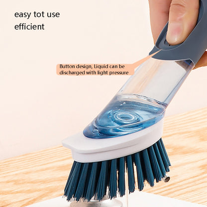 Kitchen Oil Dirty Pan Brush Can Add Detergent Sponge Brush Long Handle Cleaning Brush(Gray) - Cleaning Tools by buy2fix | Online Shopping UK | buy2fix