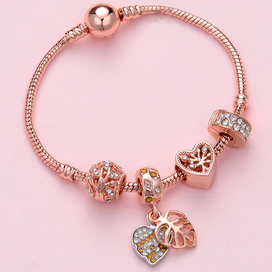 SL135 19cm Women Rose Gold Beaded Bracelet - Bracelets by buy2fix | Online Shopping UK | buy2fix