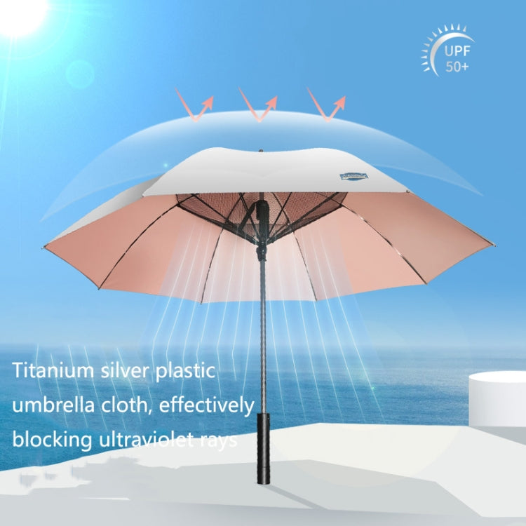 9033 Sun and Rain Dual-purpose Umbrella Multi-function Fan Titanium Silver Glue Sunscreen and UV Protection Long Handle Umbrella(Pink) - Umbrellas by buy2fix | Online Shopping UK | buy2fix