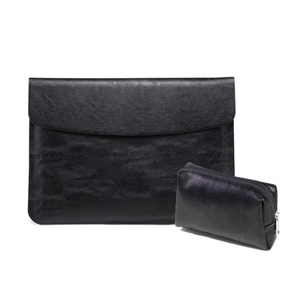 Horizontal Litchi Texture Laptop Bag Liner Bag For MacBook 15.4 Inch A1398(Liner Bag+Power Bag Black) - Protective Bags by buy2fix | Online Shopping UK | buy2fix