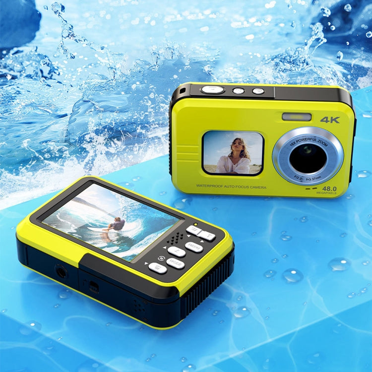 WDC901 3.5m Waterproof 48MP HD Dual Screen Outdoor Sports Digital Camera UK Plug(Yellow) - Children Cameras by buy2fix | Online Shopping UK | buy2fix