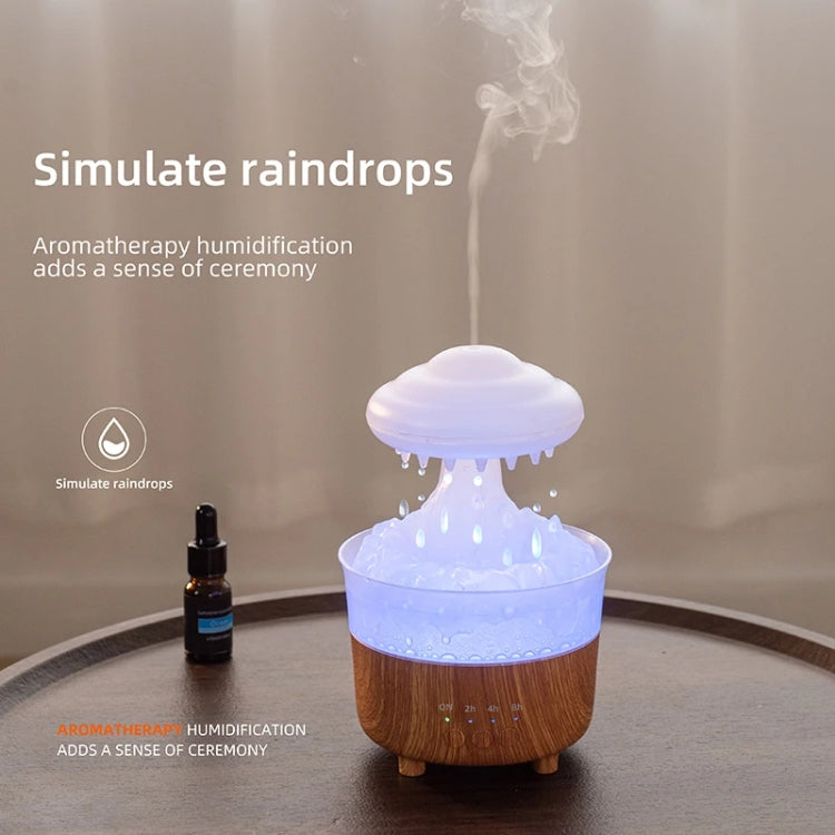 V50 Desktop Colorful Night Light Humidifier Wood Grain Water Drop Aroma Diffuser, Spec: EU Plug(White) - Air Purifiers & Accessories by buy2fix | Online Shopping UK | buy2fix