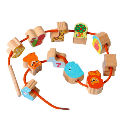 Wooden Toys Baby DIY Toy Cartoon Fruit Animal Stringing Threading Wooden Beads Toy(Vegetable and Fruit) - Early Education Toys by buy2fix | Online Shopping UK | buy2fix