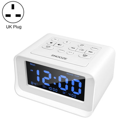 LED Digital Bedroom Alarm Clock With USB Charging Port Clock Radio Temperature Electronic Platform Clock, Specification: UK Plug(White) - Alarm Clocks by buy2fix | Online Shopping UK | buy2fix