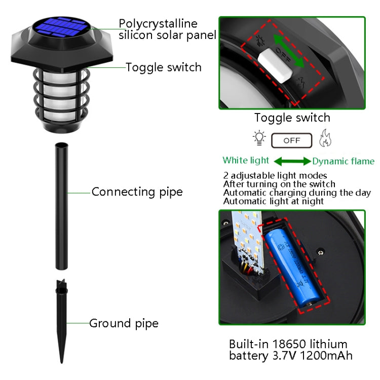 Solar LED Lawn Simulation Flame Lamp Outdoor Garden Lighting Landscape Light, Spec: 66 LED - Solar Lights by buy2fix | Online Shopping UK | buy2fix