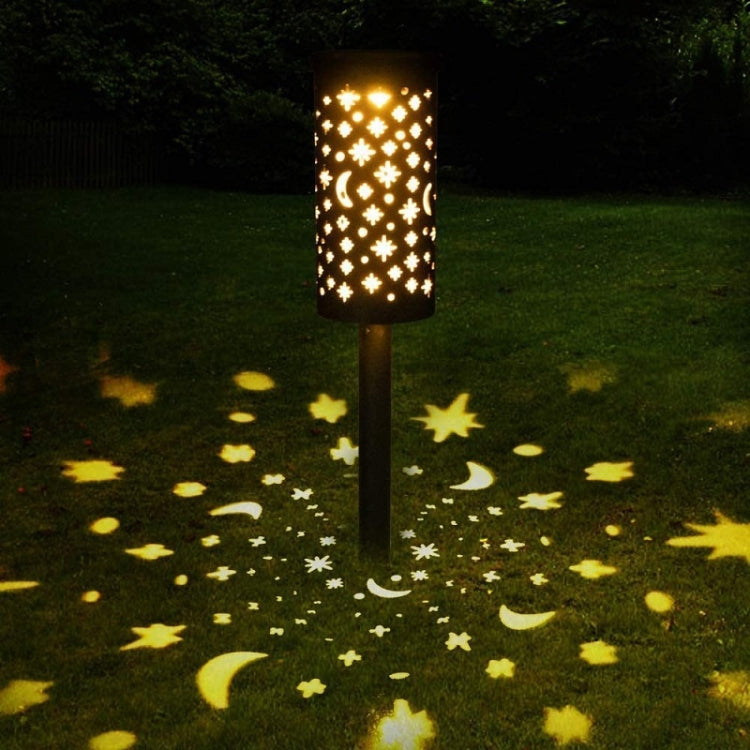 Outdoor Garden Wrought Iron Hollow Stars Moon Lantern Solar LED Lawn Ground Light(Warm Light) - Solar Lights by buy2fix | Online Shopping UK | buy2fix