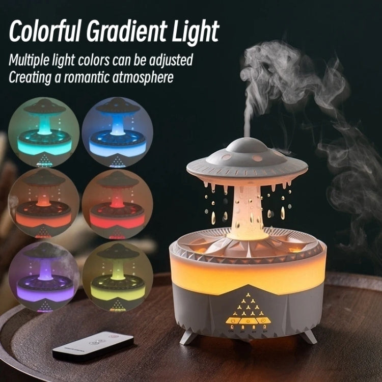 UFO Water Drop Aromatherapy Humidifier Desktop Remote Control Diffuser, Plug: EU Plug(Wood Grain) - Air Purifiers & Accessories by buy2fix | Online Shopping UK | buy2fix