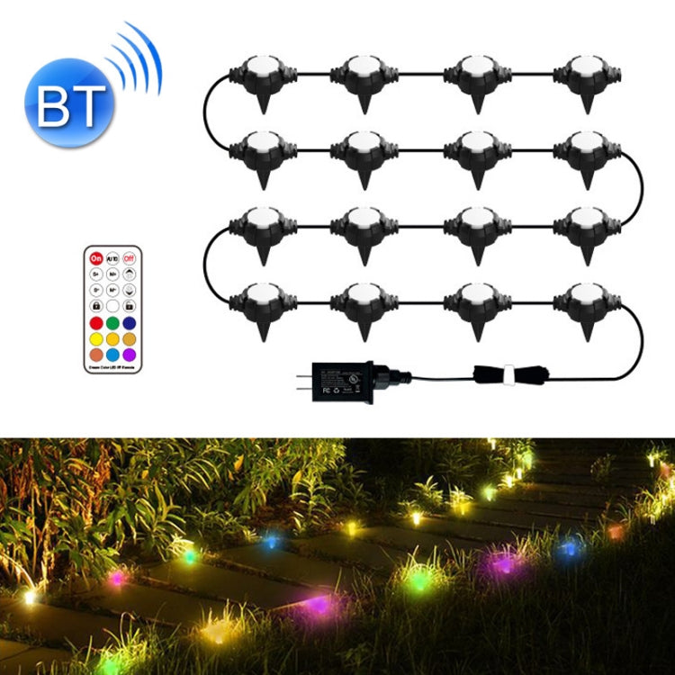 F16C 16 LEDs RGB Bluetooth String Lights Outdoor Waterproof Buried Lamp, US Plug(Black) - Holiday Lights by buy2fix | Online Shopping UK | buy2fix