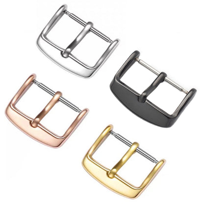 5pcs IP Plated Stainless Steel Pin Buckle Watch Accessories, Color: Black 20mm - Watch Accessories & Parts by buy2fix | Online Shopping UK | buy2fix