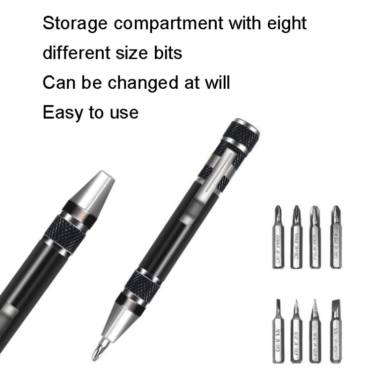 8 In 1 Screwdriver Aluminum Alloy Combination Disassembly Pen Repair Screwdriver(Silver) - Screwdriver Tools by buy2fix | Online Shopping UK | buy2fix