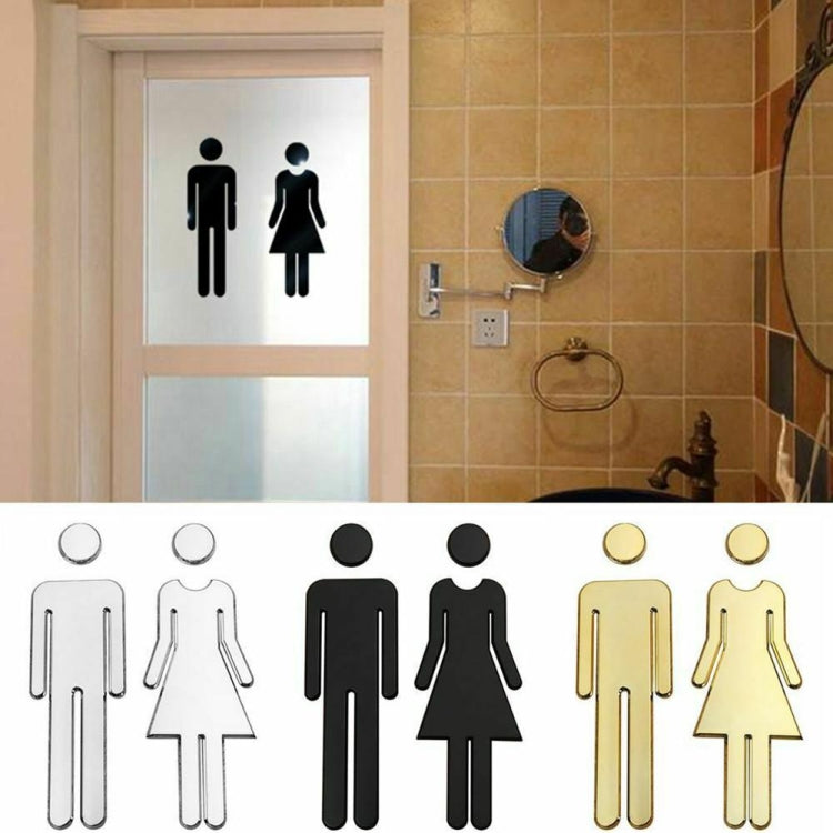 2 PCS 20cm 3D DIY Man & Woman Toilet Sticker WC Door Sign Decals Toilet Signs(Antique Copper) - Ornaments by buy2fix | Online Shopping UK | buy2fix