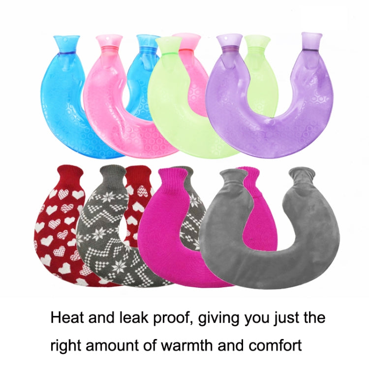 U-shaped PVC Hot Compress Shoulder And Neck Explosion-proof Water Injection Hot Water Bag(Rose Red + Christmas Red Knitted) - Hot Water Bags by buy2fix | Online Shopping UK | buy2fix