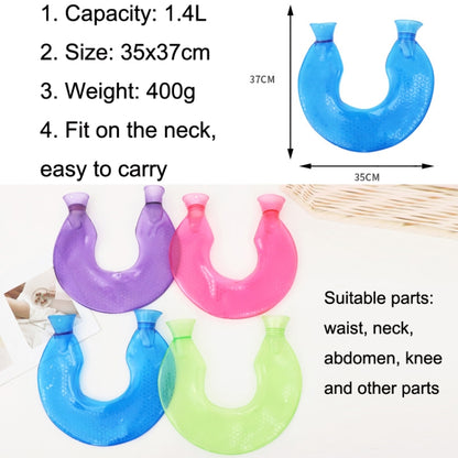 U-shaped PVC Hot Compress Shoulder And Neck Explosion-proof Water Injection Hot Water Bag(Blue + Coffee Crystal) - Hot Water Bags by buy2fix | Online Shopping UK | buy2fix