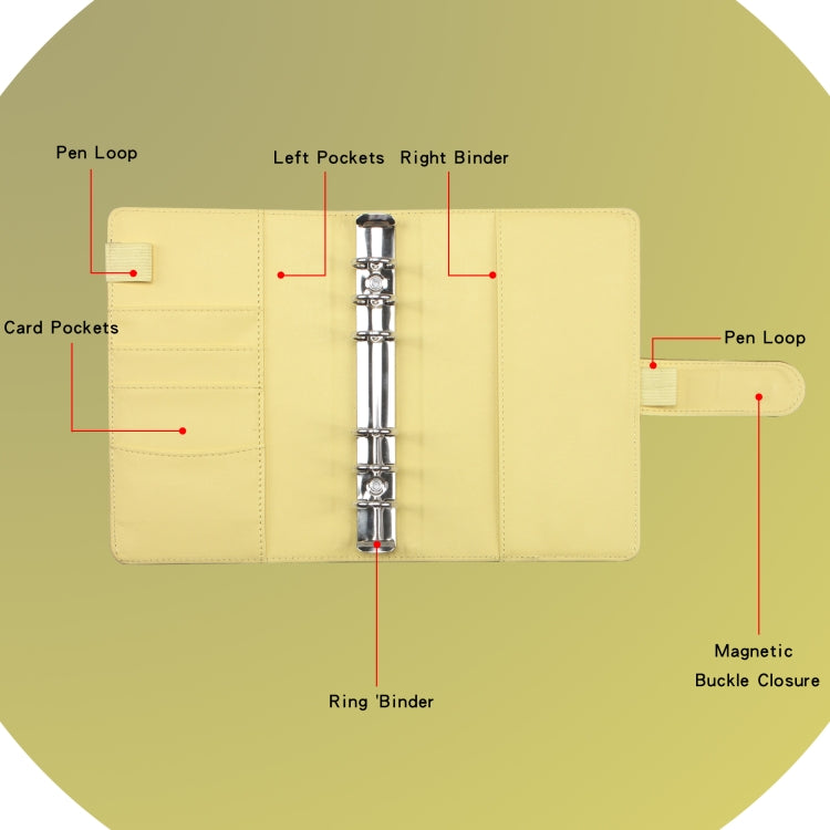A6 Dazzling Color Loose-leaf Handbook Laser Macaroon PU Cash Budget Book(Bright Yellow) - Notebooks by buy2fix | Online Shopping UK | buy2fix