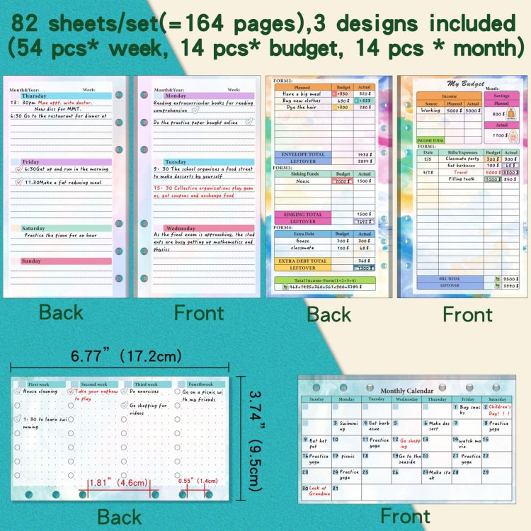 A6 6 Hole Budget Book Loose-leaf Replacement Core Handbook Insert,Spec: 3 In 1 - Notebooks by buy2fix | Online Shopping UK | buy2fix