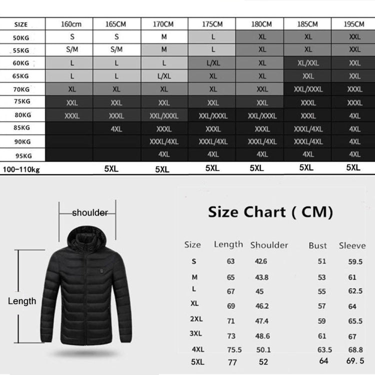 9 Zone Black USB Winter Electric Heated Jacket Warm Thermal Jacket, Size: L - Down Jackets by buy2fix | Online Shopping UK | buy2fix