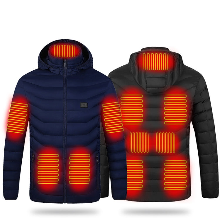 11 Zone Double Control Blue USB Winter Electric Heated Jacket Warm Thermal Jacket, Size: XXXXL - Down Jackets by buy2fix | Online Shopping UK | buy2fix