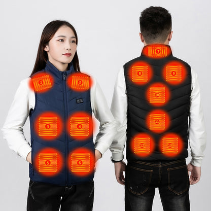 11 Area Double Control Black USB Electric Heating Undershirt Intelligent Warm Vest(M) - Down Jackets by buy2fix | Online Shopping UK | buy2fix