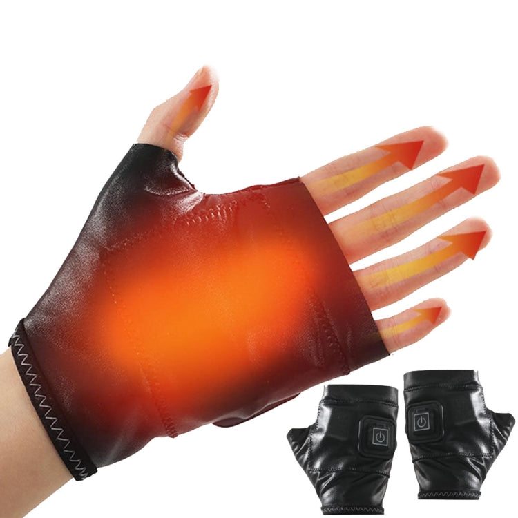 1 Pair Adjustable Temperature Rechargeable Intelligent Electric Heating Gloves Half Finger Gloves, Size: L(Black) - Safety Gloves by buy2fix | Online Shopping UK | buy2fix