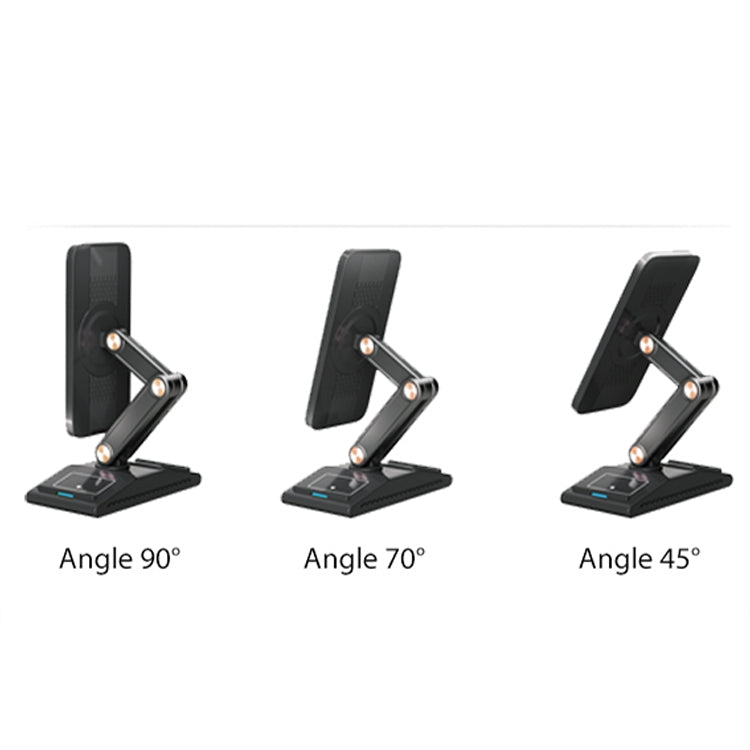 3-In-1 15W Portable Folding Desktop Stand Mobile Phone Wireless Charger(Black) - Wireless Charger by buy2fix | Online Shopping UK | buy2fix