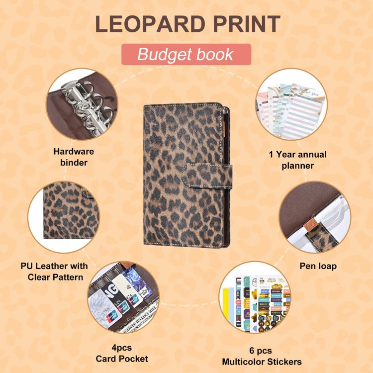 A6 Leopard Print Cash Budget Notebook  Loose Leaf Financial Management Notepad(Pink) - Notebooks by buy2fix | Online Shopping UK | buy2fix