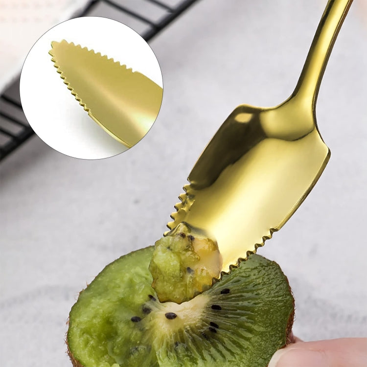 Stainless Steel Scraper Spoon Fruit Grapefruit Spoon Baby Digging Ball Spoon, Color: Gold - Cutlery Sets by buy2fix | Online Shopping UK | buy2fix