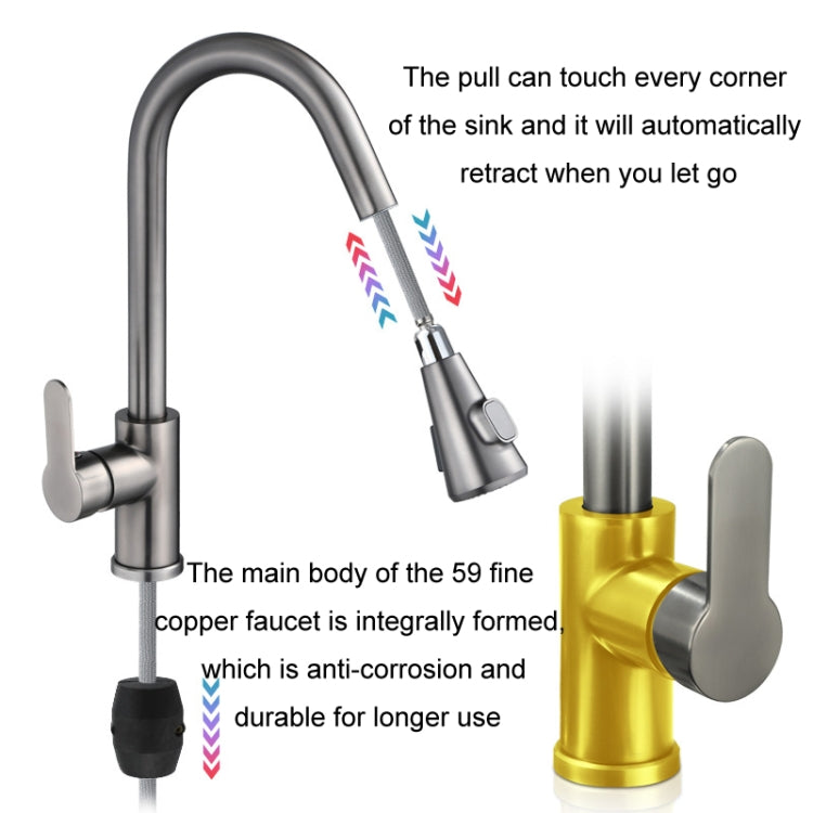 Kitchen Pull-out Universal Telescopic Hot & Cold Water Faucet, Specification: Copper Plating - Faucets & Accessories by buy2fix | Online Shopping UK | buy2fix