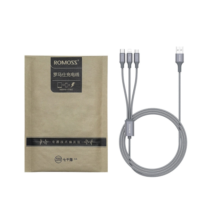 ROMOSS CB25 3 In 1 3.5A  8 Pin + Micro USB + Type C/USB-C Cable 1m(Space Gray) - Multifunction Cable by ROMOSS | Online Shopping UK | buy2fix